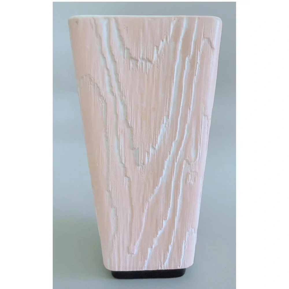 Vintage 1950s-60s Shawnee Pottery Pink Bark MCM Planter Vase 8.25